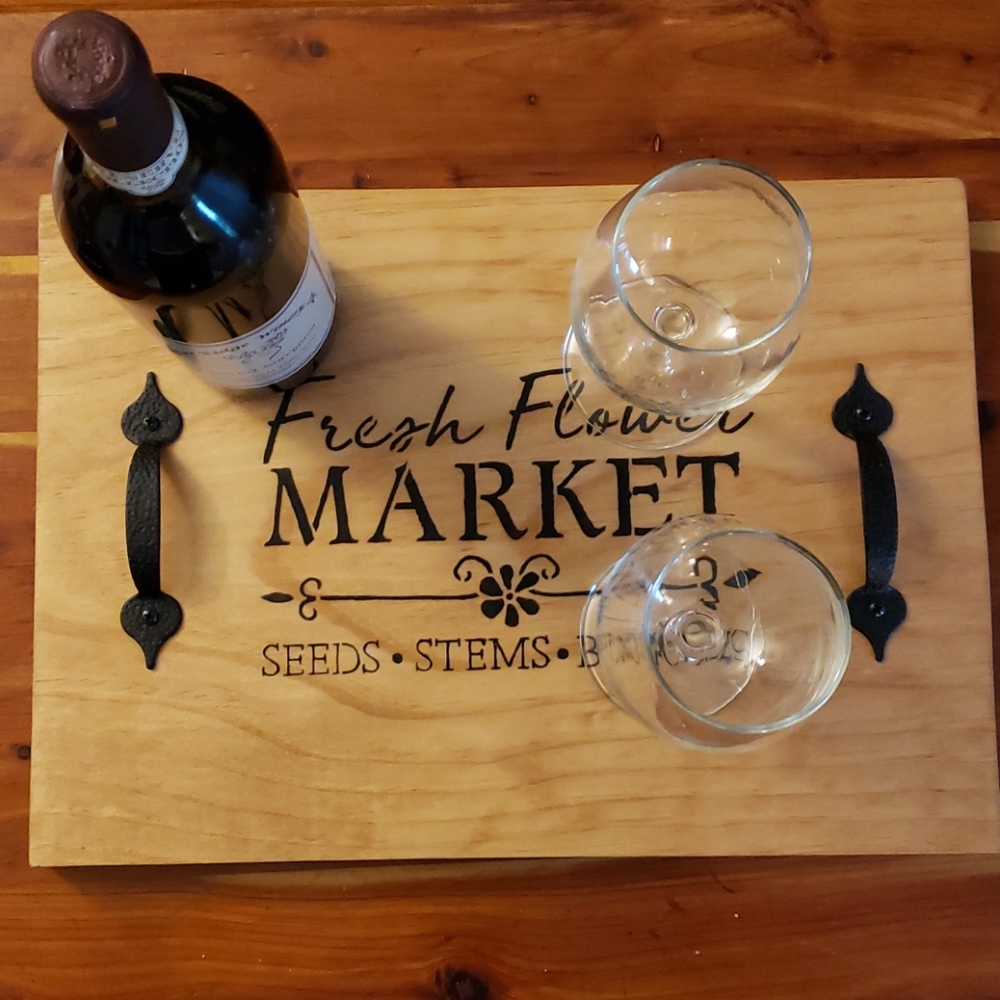 Handcrafted farmhouse style table tray - Picture 3 of 8